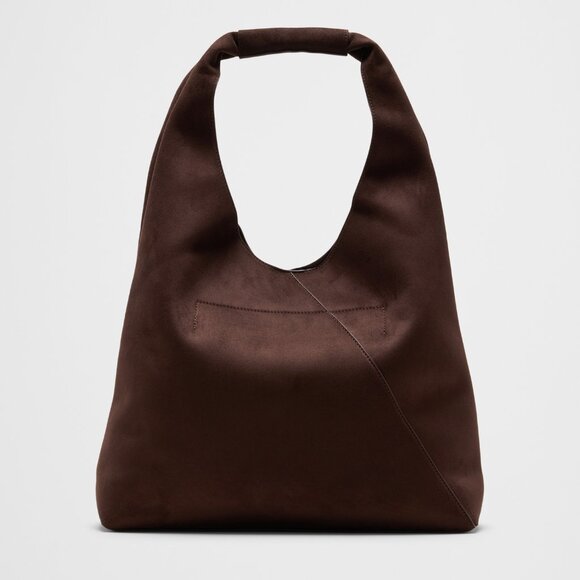 NWT Banana Republic Vegan Suede Slouchy Tote in Rich Chocolate - Gorgeous Bag! - Picture 1 of 6